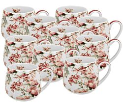 10er SET DUO FLORAL Fassbecher 430 ml NOEMI WHITE New Bone China Porzellan
