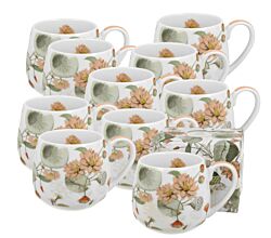 10er SET DUO FLORAL Fassbecher 430 ml YVONNE New Bone China Porzellan