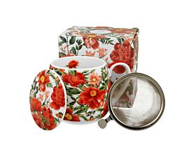 DUO FLORAL Fassbecher 430 ml FELICITY mit Teesieb, New Bone China Porzellan