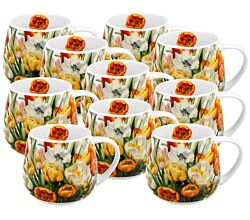 10er SET DUO Flowers Classic Fassbecher 430 ml TULIPS New Bone China Porzellan