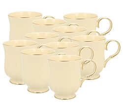 10er SET DUO ECRU Becher 450 ml CLARK New Bone China Porzellan