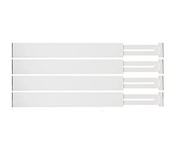 RUHHY 25632 Schubladenorganisator weiß, 4er Pack, Länge einstellbar von 42 bis 56 cm / Schubladentrenner
