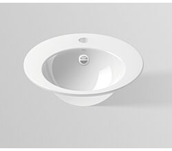 Alape EB.K400H Einbaubecken, kreisförmig, Ø 400 mm, innen und außen glasiert, Weiß, mit Hahnloch und Überlauf / Waschtisch / Waschbecken
