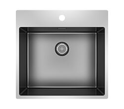 CARESSI 1-Becken Spüle CAPP50KR10GM 708035 mit Hahnbank in Gun Metal (PVD) / ab 60 cm Schrankbreite / Auflage / Flächenbündig