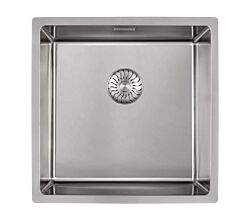 CARESSI 1-Becken Spüle CABLPP40R10 ohne Hahnbank, Edelstahl / ab 50 cm Schrankbreite / Auflage / Unterbau / flächenbündig