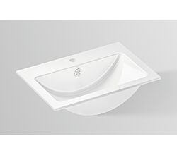 Alape EB.R585H Einbaubecken, rechteckig, 585 x 405 mm, innen und außen glasiert, Weiß, mit Hahnloch und Überlauf / Waschtisch / Waschbecken