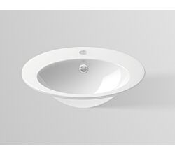 Alape EB.O500H Einbaubecken, oval, 500 x 400 mm, innen und außen glasiert, Weiß, mit Hahnloch und Überlauf / Waschtisch / Waschbecken