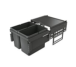 NABER Abfallsorter Cox® Base 360 S/500-2 Anthrazit mit 38 (22 + 16) Liter Volumen für 50 cm Schrankbreite