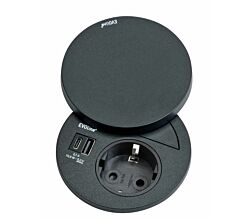 EVOLine Circle80 Hide, mit Schukosteckdose, schwarz matt