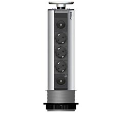 EVOLINE Port-1 LED Sonderanfertigung mit 3 Steckdosen und 1 Schalter für externe Beleuchtung, Deckel aus Edelstahl