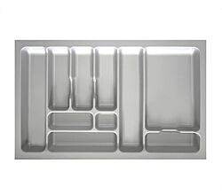 Besteckeinsatz-1, grau 80 cm (B 700-740 x T 440-490 mm) mit 10-Facheinteilung / Besteckeinsatz / Besteckkasten