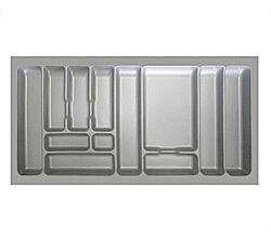 Besteckeinsatz-1, grau 100 cm (B 900-940 x T 440-490 mm) mit 12-Facheinteilung / Besteckeinsatz / Besteckkasten
