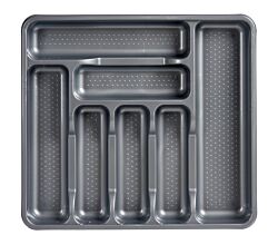 Kinvara Kunststoff-Besteckkasten 7 Fächer grau, 42,5 x 38,5 x 5 cm / Besteckeinsatz