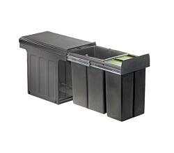 WESCO 857421-72 Abfallsorter 24 (16+8) Liter BIO DOUBLE MASTER oriongrau ab 30 cm Schrankbreite
