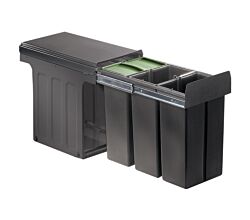 WESCO 857611-72 Abfallsorter 30 (3x10) Liter BIO TRIO 30 DT oriongrau ab 30 cm Schrankbreite