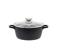 ELO 91556 Alucast - Kochtopf Ø 16 cm mit Glasdeckel, 1,3 l, Aluguss, induktionsfähig / Topf