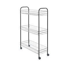 METALTEX 938001013 Sprinter Slim Allzweckwagen mit 3 Etagen, silber-schwarz / Rollregal, Höhe 84 cm