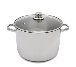 Karl Krüger A26 Allzwecktopf Edelstahl mit Glasdeckel 26 cm, Inhalt 10 Liter / Kochtopf / INDUKTION