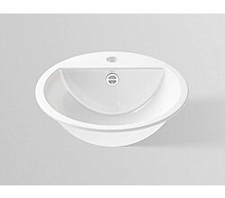 Alape EB.S450H Einbaubecken, kreisförmig, Ø 450 mm, innen und außen glasiert, Weiß, mit Hahnloch und Überlauf / Waschtisch / Waschbecken