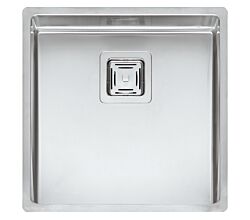 Reginox Elite Spüle TEXAS 40 x 40 (L) R10 mit Ab- und Überlaufgarnitur in Handbetätigung / Flächenbündig / Flacheinbau / Unterbau