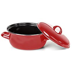 Bemus Emaille Bratentopf 20 cm, rot glänzend / Kochtopf
