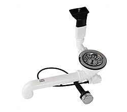 BLANCO 224661 Ablaufgarnitur 1 x 3,5 Zoll Sieb mit Ablauffernbedienung, Überlauf rechteckig/horizontal für BLANCO Spüle FAVOS 45 S / Ersatzteil