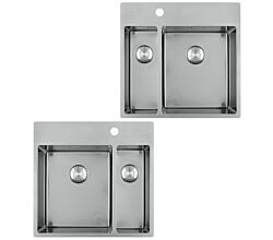 CARESSI 1,5-Becken Spüle CAPPO mit Hahnbank / 60 cm Schrankbreite / Einbauspüle / Edelstahlspüle
