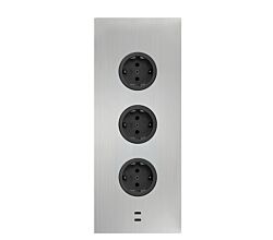 CARESSI Energie-Ecksäule 3ST29/USB EDELSTAHL mit zwei USB-C Ports / Mehrfachsteckdose