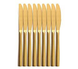 10er SET COMAS 6096 Tafelmesser BARCELONA GOLD Edelstahl 18/10 / PVD-Beschichtung / Gold-Finish