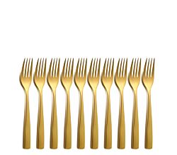 10er SET COMAS 6099 Kuchengabel BARCELONA GOLD Edelstahl 18/10 / PVD-Beschichtung / Gold-Finish