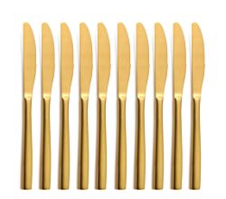 10er SET COMAS 6350 Dessertmesser BARCELONA GOLD Edelstahl 18/10 / PVD-Beschichtung / Gold-Finish