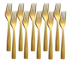 10er SET COMAS 6352 Dessertgabel BARCELONA GOLD Edelstahl 18/10 / PVD-Beschichtung / Gold-Finish