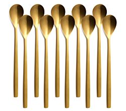10er SET COMAS 7551 Longdrinklöffel BARCELONA GOLD Edelstahl 18/10 / PVD-Beschichtung / Gold-Finish