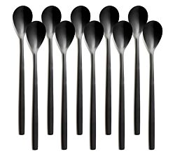 10er SET COMAS 7552 Longdrinklöffel BARCELONA SCHWARZ Edelstahl 18/10 / PVD-Beschichtung / Black-Finish