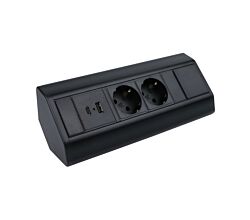 DesignLight CORNERBOX schwarz, 2x SCHUKO Steckdose, 1x USB A, 1x USB C / Ecksteckdose / Mehrfachsteckdose