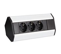 DesignLight CORNERBOX Aluminium SchuKo 3-fach / Ecksteckdose / Mehrfachsteckdose