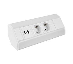 DesignLight CORNERBOX weiß, 2x SCHUKO Steckdose, 1x USB A, 1x USB C / Ecksteckdose / Mehrfachsteckdose