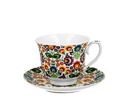 DUO CROCUS Kollektion Tasse 250 ml LOWICZ mit Untertasse, New Bone China Porzellan
