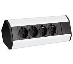 DesignLight CORNERBOX Aluminium SchuKo 4-fach / Ecksteckdose / Mehrfachsteckdose