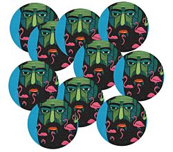 10er SET Maxwell & Williams DU0194 MULGA Untersetzer rund, 10,5 cm, Flamingo Man (Flamingo & Mann), Keramik - Kork