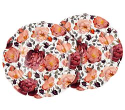 DUO EXCLUSIVE Speiseteller 2er Set SPRING ROSES WHITE aus New Bone China Porzellan