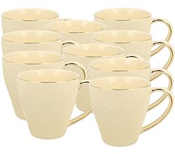 10er SET DUO ECRU Becher 430 ml ICE CREAM New Bone China Porzellan