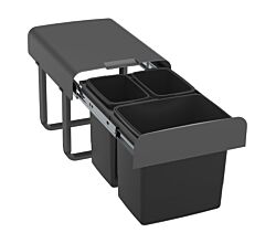 EKOTECH Abfallsammler EKKO 40 mit 29 (2x7+1x15) Liter Füllvolumen, Orion Grey, für 40 cm Schrankbreite