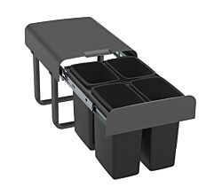 EKOTECH Abfallsammler EKKO 40 mit 28 (4x7) Liter Füllvolumen, Orion Grey, für 40 cm Schrankbreite