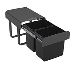 EKOTECH Abfallsammler EKKO 40 mit 30 (2x15) Liter Füllvolumen, Orion Grey, für 40 cm Schrankbreite