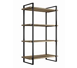 emuca Regal 690 x 1150 Stahl, schwarz lackiert mit 4 Fachböden in Eiche Finish / Regalsystem