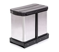 emuca INOX Abfallsorter 24 Liter Abfallvolumen (2x 12 Liter) / Müllbehälter