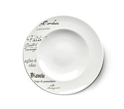 CreaTable - EUROPA GUSTOSO - Pastateller 30,5 cm aus Porzellan mit Schriftdekor