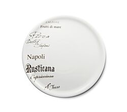 CreaTable - EUROPA GUSTOSO - Pizzateller 30,5 cm aus Porzellan mit Schriftdekor