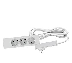 EVOline PlugFix - weiß - mit EVOline Express 3-fach Verteiler Kabellänge 1,5 m / Steckdosenleiste